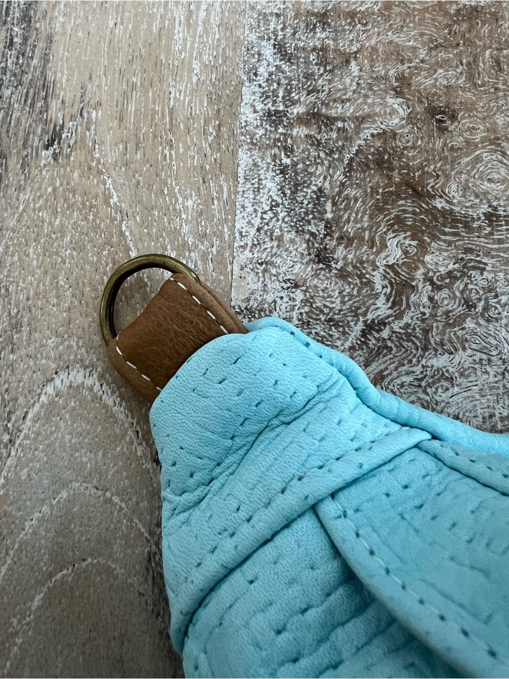 Turquoise Basketweave Leather Sling with Strap - Picture 10 of 11